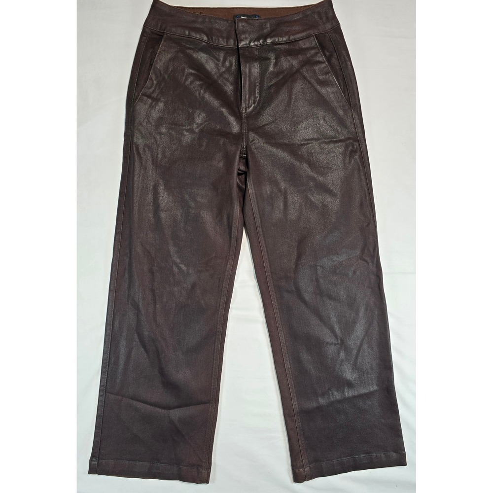 Paige Nellie Mahogany Coated Wide Leg Trousers Brown Size 29 7503799-6498